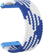 Ремешок нейлоновый GSMIN Braid 22 для Elari KidPhone Fresh (155 мм) (Бело-синий)