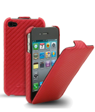 ����� ��� Apple iPhone 4/4S Melkco Leather Case - Jacka Type (Carbon Fiber Pattern - Red)