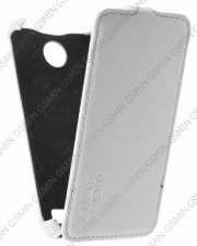 Кожаный чехол для Fly IQ 4400 Era Nano 8 Aksberry Protective Flip Case (Белый)