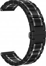 Ремешок керамический GSMIN Clew 22 для Elari KidPhone Fresh (Черно - серебристый)