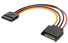 Кабель питания GSMIN WE38 SATA 15-Pin (F) - SATA 15-Pin (M) (Черный)