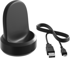 Док-станция зарядное устройство usb кабель GSMIN для умных часов Samsung Watch Gear S3 S2 с функцией беспроводной зарядки (Черный)