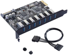 Райзер-адаптер GSMIN SK52 PCI-e x1 2.0 - 7xUSB3.0 (Черный)