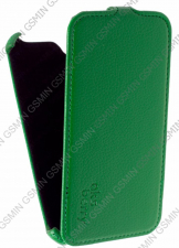 Кожаный чехол для Fly IQ 458 Quad Evo Tech 2 Aksberry Protective Flip Case (Зеленый)