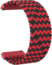Ремешок нейлоновый GSMIN Braid 22 для Elari KidPhone Fresh (155 мм) (Красно-черный)