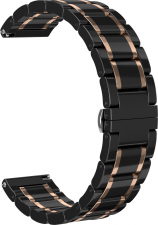 Ремешок керамический GSMIN Clew 22 для Elari KidPhone Fresh (Черный - розовое золото)