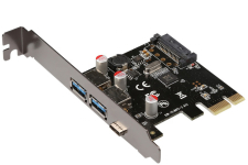 Переходник контроллер GSMIN DP61 2 разъёма USB 3.1, Type-C PCI-E (VL805) (Черный)