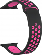 Ремешок силиконовый GSMIN Sport Edition для Apple Watch Series 7 41mm (Черно-розовый)