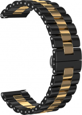 Ремешок керамический GSMIN Bias 22 для Elari KidPhone Fresh (Черно - золотистый)