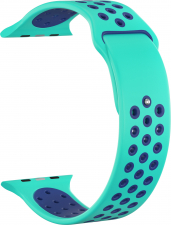 Ремешок силиконовый GSMIN Sport Edition для Apple Watch Series 7 41mm 38/40 (Бирюзово-синий)