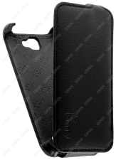 Кожаный чехол для Fly FS404 Stratus 3 Aksberry Protective Flip Case (Черный)