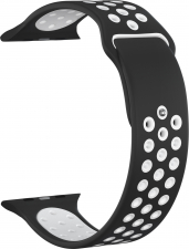 Ремешок силиконовый GSMIN Sport Edition для Apple Watch Series 7 41mm 38/40 (Черно-белый)