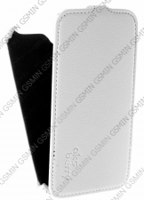 Кожаный чехол для Fly IQ 458 Quad Evo Tech 2 Aksberry Protective Flip Case (Белый)