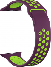 Ремешок силиконовый GSMIN Sport Edition для Apple Watch Series 7 41mm 38/40 (Фиолетово-зеленый)