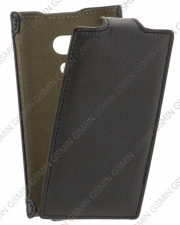 Кожаный чехол для Sony Xperia Acro S / LT26w Redberry Stylish Leather Case (Чёрный)