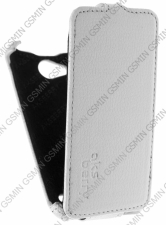Кожаный чехол для Fly IQ 436 Era Nano 3 Aksberry Protective Flip Case (Белый)