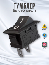 Тумблер выключатель GSMIN KCD1 ON-OFF 6А 250В AC 2pin (21х15мм) (Черный)