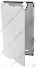 Кожаный чехол для Sony Xperia T2 Ultra dual Sipo Premium Leather Case "Book Type" - H-Series (Белый)