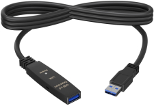 Кабель удлинитель активный USB3.0 (M) - USB3.0 (F) GSMIN RTS-03 с индикацией 5 м (Черный)