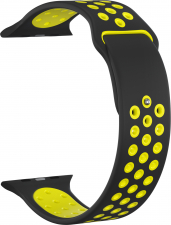 Ремешок силиконовый GSMIN Sport Edition для Apple Watch Series 7 41mm 38/40 (Черно-желтый)