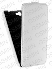 Кожаный чехол для Fly IQ 459 Evo Chic 2 Aksberry Protective Flip Case (Белый)