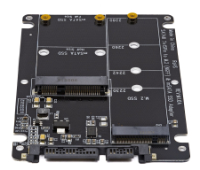 Адаптер переходник GSMIN DP80 SATA3 7+15 pin – M.2(B) NGFF и mSATA SSD преобразователь с корпусом и креплениями (Черный)