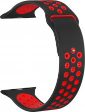 Ремешок силиконовый GSMIN Sport Edition для Apple Watch Series 7 41mm (Черно-красный)