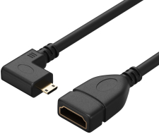Кабель переходник адаптер GSMIN AC22 угловой HDMI (F) - micro HDMI (M) 25 см (Черный)