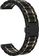 Ремешок керамический GSMIN Clew 20 для Samsung Galaxy Watch 4 Classic 46мм (Черно - золотистый)