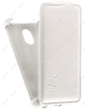 Кожаный чехол для Fly FS402 Stratus 2 Aksberry Protective Flip Case (Белый)