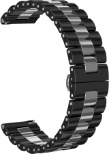 Ремешок керамический GSMIN Bias 22 для Elari KidPhone Fresh (Черно-серебристый)