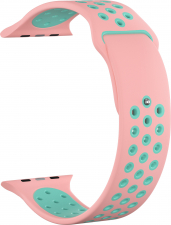 Ремешок силиконовый GSMIN Sport Edition для Apple Watch Series 7 41mm 38/40 (Розово-бирюзовый)