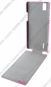 Кожаный чехол для Huawei Ascend P2 Art Case (Розовый)