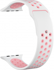 Ремешок силиконовый GSMIN Sport Edition для Apple Watch Series 7 41mm (Бело-розовый)