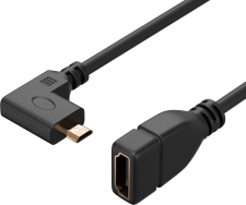Кабель переходник адаптер GSMIN AC22 угловой HDMI (F) - micro HDMI (M) 180 градусов 25 см (Черный)