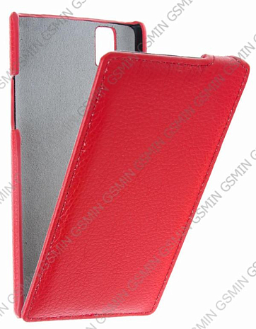 Кожаный чехол для Huawei Ascend P2 Art Case (Красный)