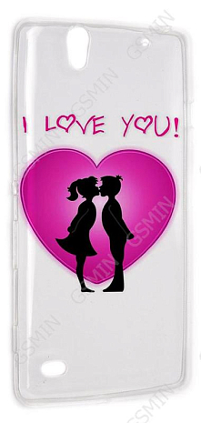 Чехол силиконовый для Sony Xperia C4 TPU (Прозрачный) (Дизайн 15)