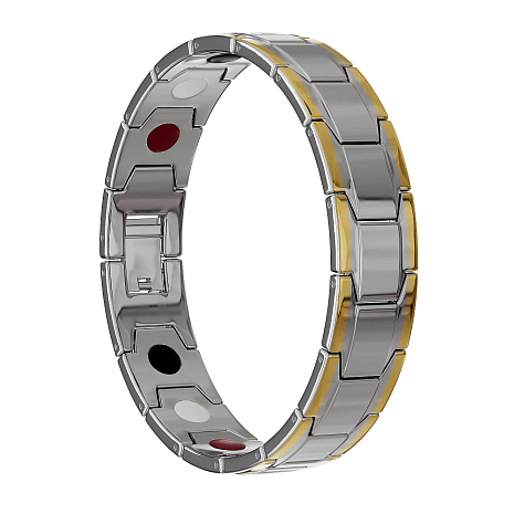 Биомагнитный браслет GSMIN Magnetic Chain (Серебристо-золотой)