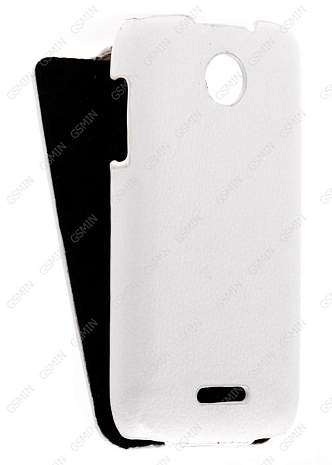 Кожаный чехол для Lenovo A376 Aksberry Protective Flip Case (Белый)
