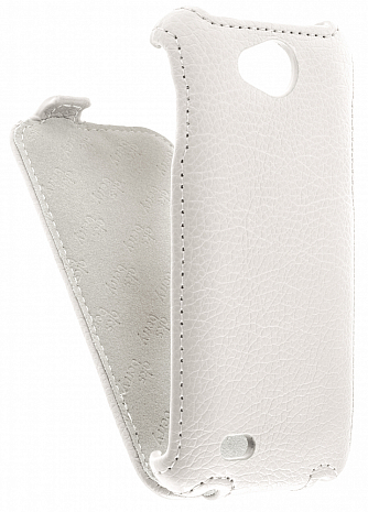 Кожаный чехол для Micromax D306 Aksberry Protective Flip Case (Белый)