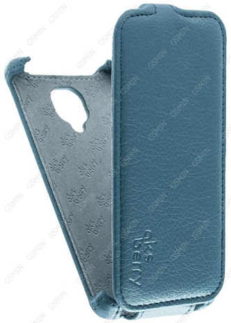Кожаный чехол для Micromax D333 Aksberry Protective Flip Case (Синий)