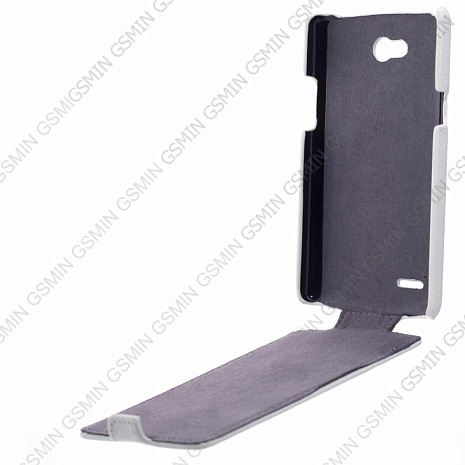 Кожаный чехол для LG L80 Art Case (Белый)