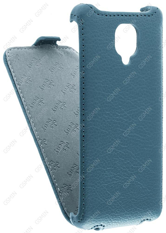 Кожаный чехол для Micromax D333 Aksberry Protective Flip Case (Синий)