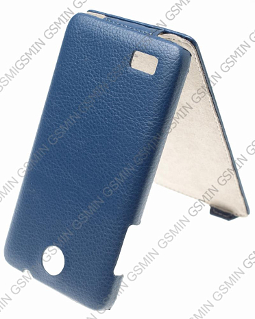 Кожаный чехол для Lenovo A766 Art Case (Синий)