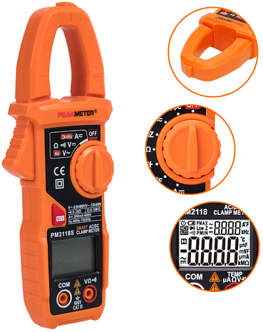 Токовые клещи PEAKMETER PM2118S (Оранжевый)