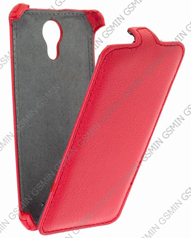 Кожаный чехол для Highscreen Omega Prime mini Gecko Case (Красный)