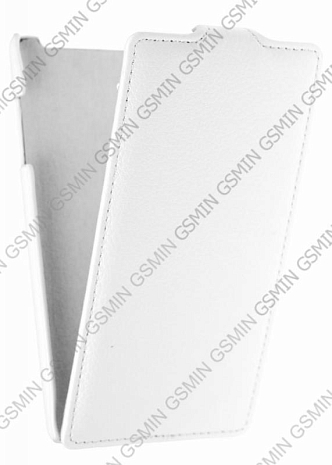 Кожаный чехол для Lenovo K910 Vibe Z Art Case (Белый)