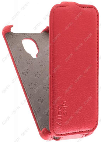 Кожаный чехол для Micromax D333 Aksberry Protective Flip Case (Красный)