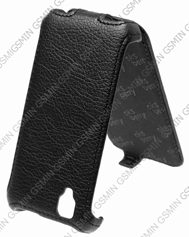 Кожаный чехол для Explay Bit Aksberry Protective Flip Case (Чёрный)