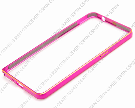 Бампер для Samsung Galaxy Grand Prime G530H металлический (Фиолетово-золотой)